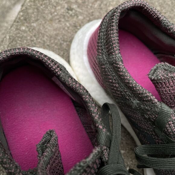 Adidas Pure Boost Go Women's Sz 8 Boost Running Shoe Night Cargo Green Maroon - Picture 14 of 14